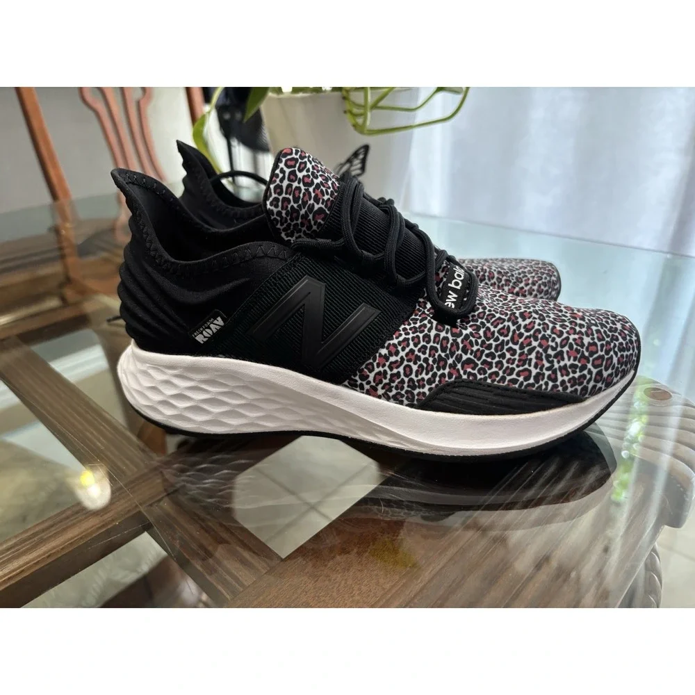 New Balance Fresh Foam Roav Women's Black Leopard Lace-Up Low Top Mesh WROAVBV